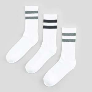 Sinsay - Súprava 3 párov bavlnených ponožiek - Biela