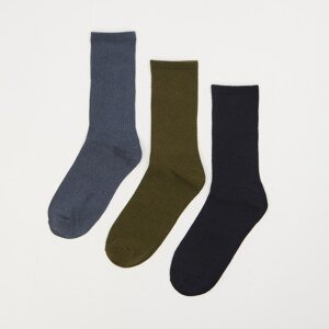 Sinsay - Súprava 3 párov ponožiek z prúžkovaného úpletu - Purpurová