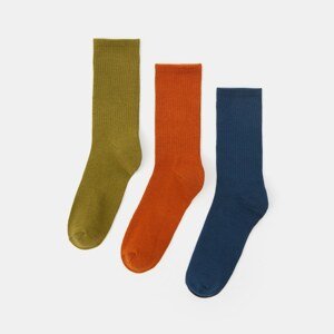 Sinsay - Súprava 3 párov ponožiek z prúžkovaného úpletu - Tmavomodrá