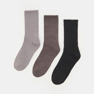 Sinsay - Súprava 3 párov ponožiek z prúžkovaného úpletu - Šedá