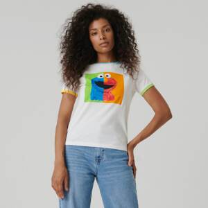 Sinsay - Tričko s potlačou Sesame Street - Krémová