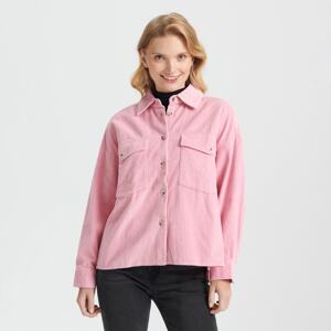 Sinsay - Menčestrová košeľa regular fit - Ružová