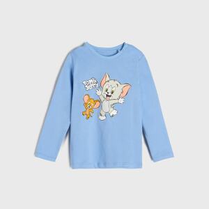 Sinsay - Tričko s dlhými rukávmi Tom & Jerry - Modrá