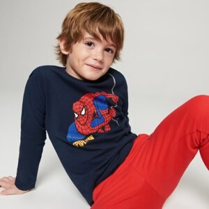 Sinsay - Tričko s dlhými rukávmi Spider-Man - Tmavomodrá
