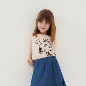 Sinsay - Tričko s dlhými rukávmi Snoopy - Béžová