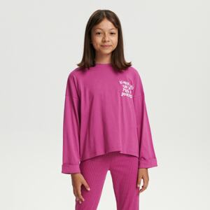 Sinsay - Tričko s dlhými rukávmi a potlačou - Ružová