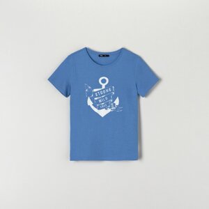 Sinsay - Bavlnené tričko - Modrá