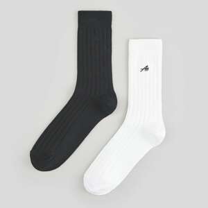 Sinsay - Súprava 2 párov ponožiek z prúžkovaného úpletu - Čierna