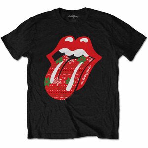 The Rolling Stones tričko Christmas Tongue Čierna XXL