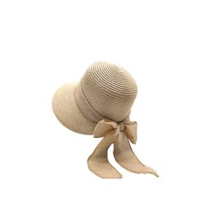 Béžový klobúk s béžovou stuhou Tara
