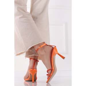 Oranžové sandále na tenkom podpätku Mathilde