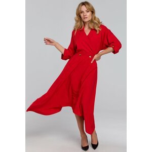 Červené asymetrické šaty K086
