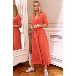 Oranžové dlhé šaty M671