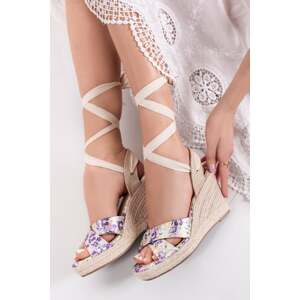 Fialové kvetované platformové sandále Corinne