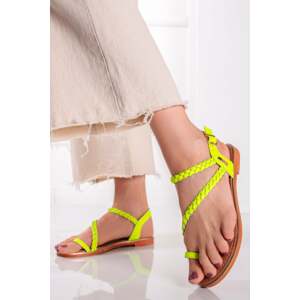 Neónovo-žlté nízke sandále Edna