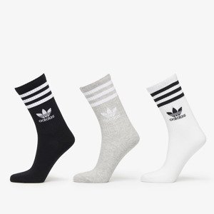 adidas Mid Cut Crew Socks 3-Pack White/ Medium Grey Heather/ Black